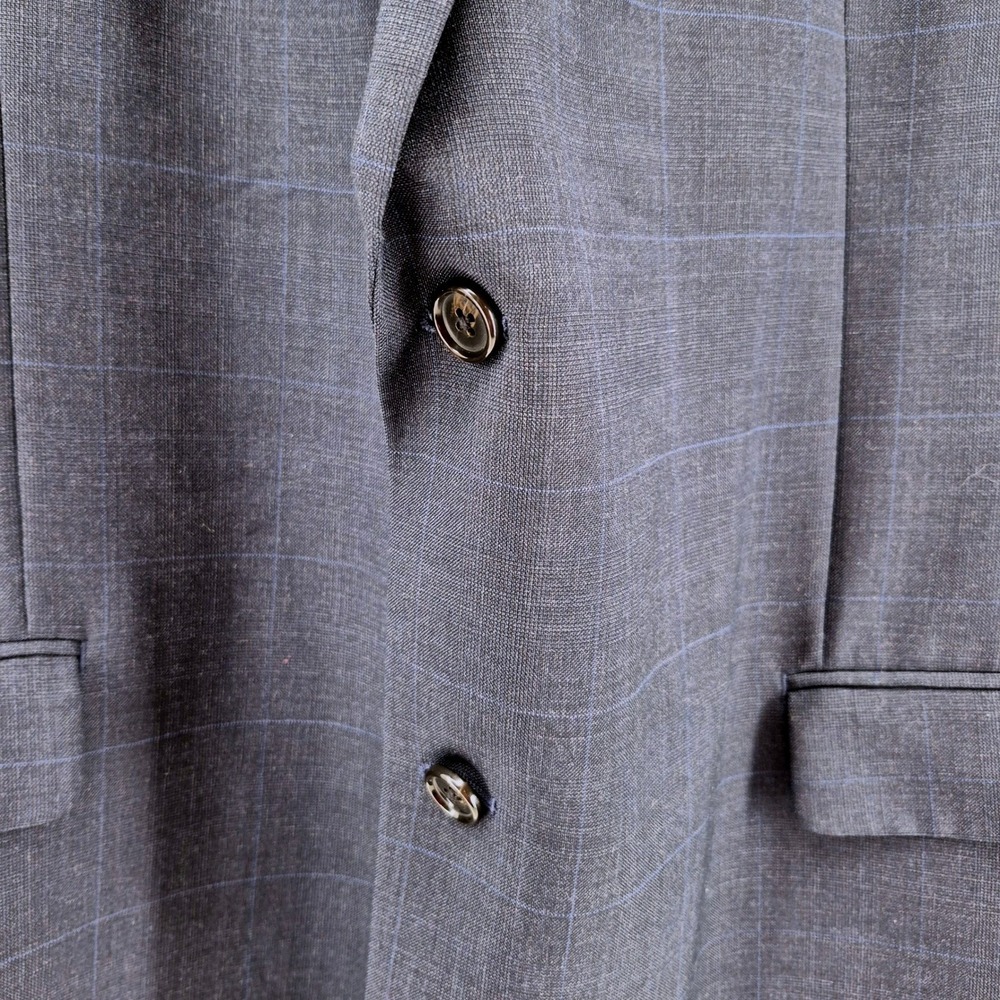 Lauren Ralph Lauren 50L Wool Blazer Navy Windowpane Sport Coat 2 Button USA - Picture 5 of 16